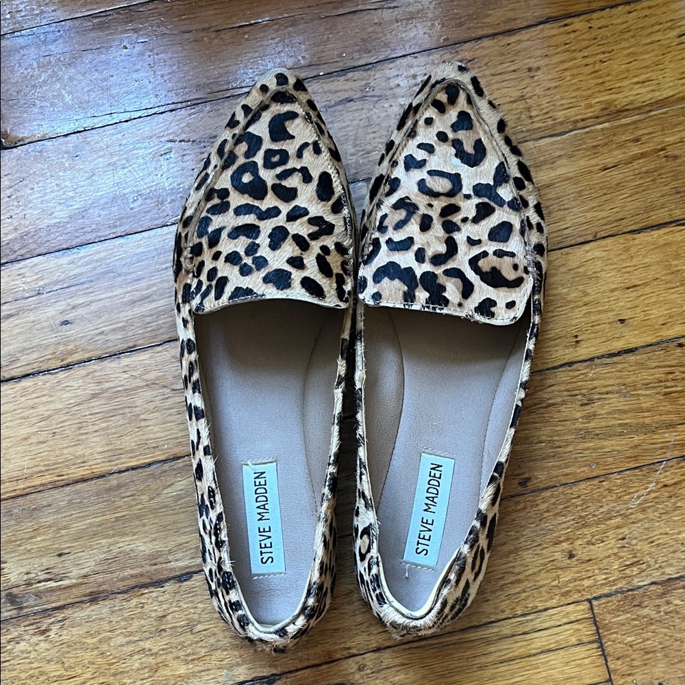 Steve Madden Leopard-Print Pointed Flats - Black, Tan